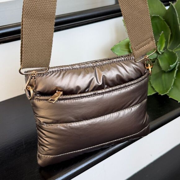 Crossbody Shoulder Purse, Adjustable Strap, Lightweight & Stylish Copper Puffer - Picture 4 of 10